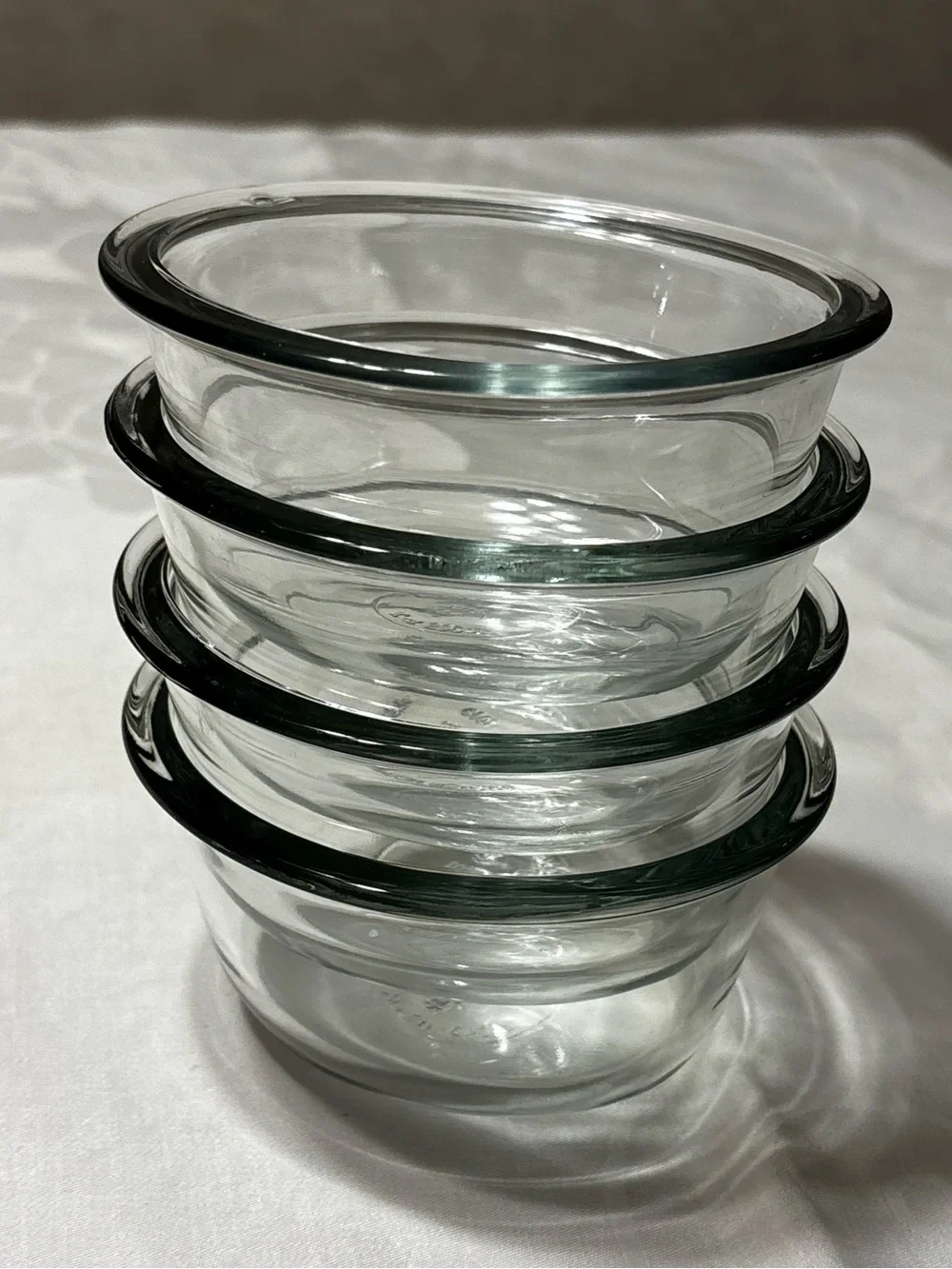 Lot Of 4 Vintage Anchor Hocking 1019 Clear Glass Oval 10oz Ramekins Custard Cups